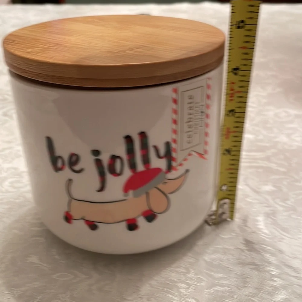 Dachshund holiday themed canister.